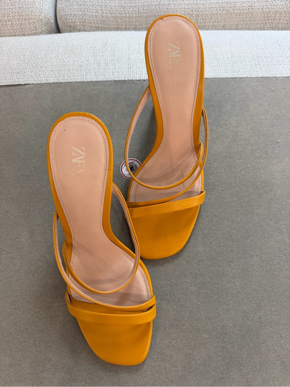 Zara Yellow Double-Strap Slide Heels